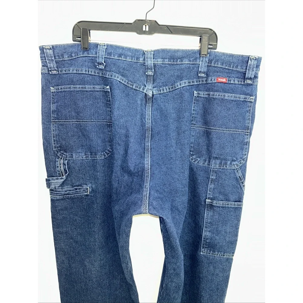 Wrangler Men's Jeans 44X 30 Relaxed Fit Dark Blue Denim Side Painter‎ Pockets